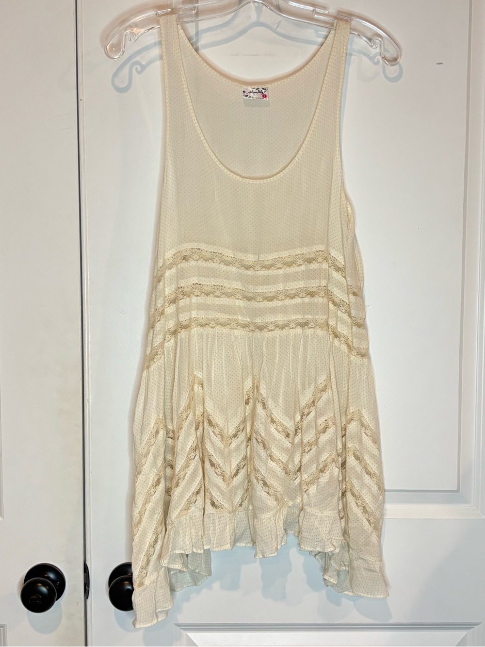 Intimately Free People cream Dot Lace Scoop Tunic Tank XS